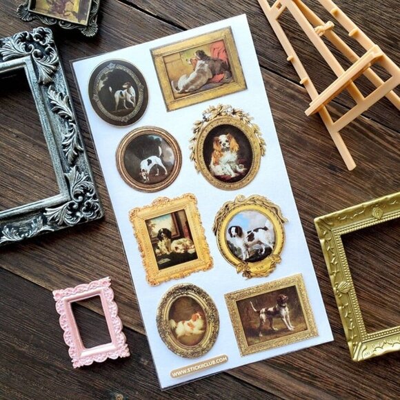 3 for $15 - Fancy Pup & Dog Paintings - 1 Sticker Sheet - NEW in Packaging - Picture 3 of 3